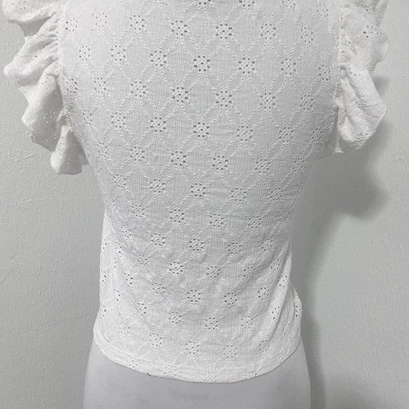 ZARA Embroidered Women’s Eyelet Crop Top in White Size Large - Picture 5 of 11